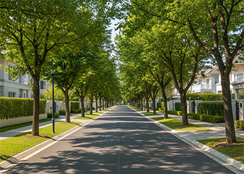 Tree-lined surroundings near villa plots for sale in Pudupakkam.
